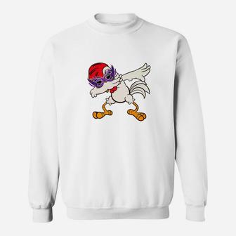 Mardi Gras Dabbing Chicken Party Face Covering Rooster Sweatshirt