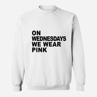 Mean Girls On Wednesdays We Wear Pink Stacked Text Sweatshirt | Crazezy AU