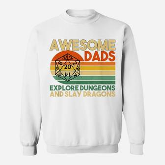 Mens Awesome Dads Explore Dungeons Dm Rpg Dice Dragon Gift Sweatshirt | Crazezy DE