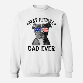 Mens Best Pitbull Dad Ever American Flag Dog Lover 4Th Of July Sweatshirt | Crazezy