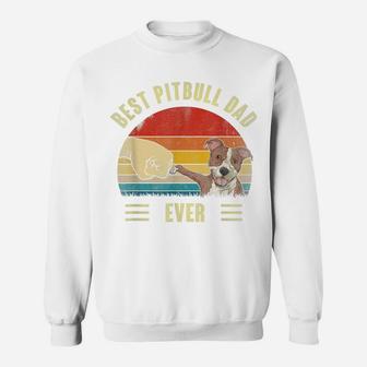 Mens Best Pitbull Dad Ever Bump Fit Dog Dad Fathers Day Vintage Sweatshirt | Crazezy AU