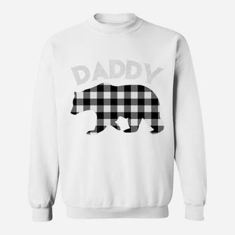 Mens Black And White Buffalo Plaid Daddy Bear Christmas Pajama Sweatshirt | Crazezy UK