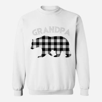 Mens Black And White Buffalo Plaid Grandpa Bear Christmas Pajama Sweatshirt | Crazezy CA
