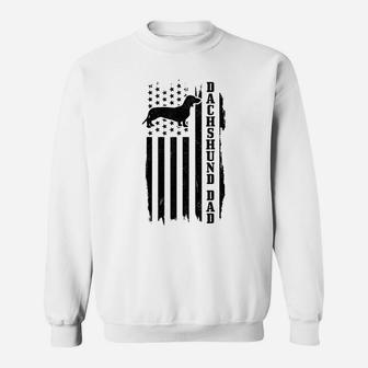 Mens Dachshund Dad Vintage American Flag Patriotic Weiner Dog Sweatshirt | Crazezy