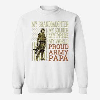Mens My Granddaughter My Soldier Hero - Proud Army Papa | Grandpa Sweatshirt | Crazezy