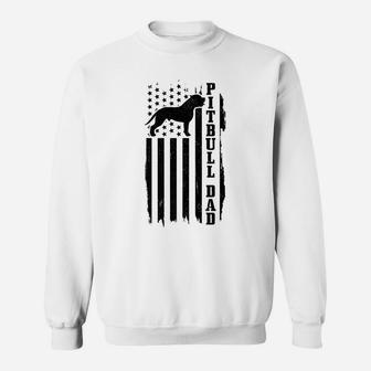 Mens Pitbull Dad Vintage American Flag Patriotic Pitbull Dog Sweatshirt | Crazezy AU
