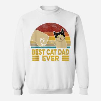 Mens Vintage Best Cat Dad Ever Funny Cat Daddy Father Day Sweatshirt | Crazezy