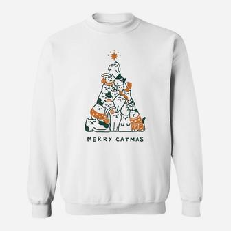 Merry Catmas Funny Cats Christmas Tree Xmas Gift Sweatshirt | Crazezy