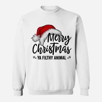 Merry Christmas Animal Filthy Ya Funny Santa Hat Sweatshirt | Crazezy