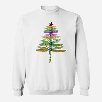 Merry Christmas Insect Lover Xmas Dragonfly Christmas Tree Sweatshirt | Crazezy