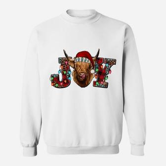 Merry Christmas Joy Heifer Dairy Cow Santa Cow Buffalo Plaid Sweatshirt Sweatshirt | Crazezy AU