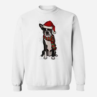 Merry Christmas Ornament Boston Terrier Xmas Santa Sweatshirt Sweatshirt | Crazezy CA