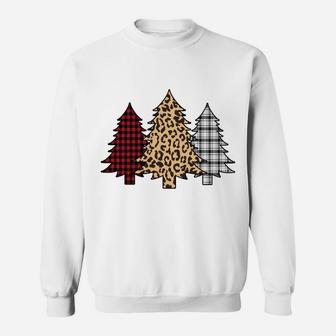 Merry Christmas Trees Leopard Buffalo Plaid Animal Print Sweatshirt | Crazezy DE