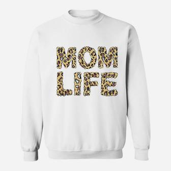 Mom Life Leopard Print Mom Pride Quote Sweatshirt - Thegiftio UK