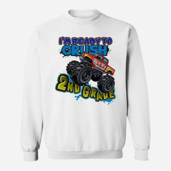 Monster Truck Ready To Crush 2Nd Grade Boys Back To School Sweatshirt | Crazezy AU