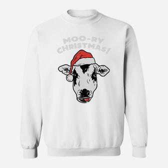 Moory Christmas Cow Moo Funny Farm Animal Xmas Farmer Gift Sweatshirt Sweatshirt | Crazezy