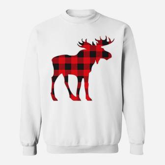 Moose Elk Plaid Buffalo Check Pajama Lumberjack Christmas Sweatshirt | Crazezy CA