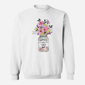 Mother's Day Gifts Happiness Is Being A Gigi Flower Floral Sweatshirt | Crazezy DE