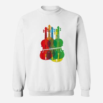 Multicolored Violins Birthday Gift For Musicians Sweatshirt | Crazezy UK