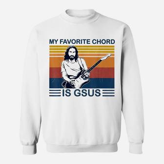 My Favorite Chord Is Gsus Jesus Play Guitar Retro Vintage Sweatshirt | Crazezy
