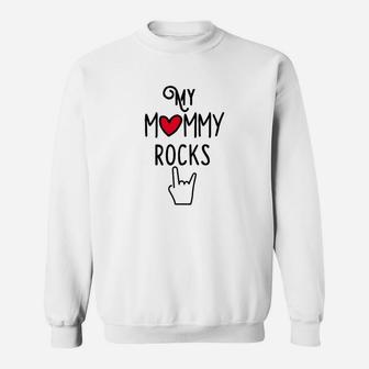 My Mommy Rocks Sweatshirt für Kinder, Herz & Rockhand-Design - Seseable