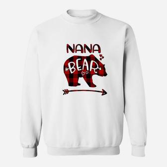 Nana Bear Red N Black Buffalo Plaid Bear Heart Sweatshirt | Crazezy UK