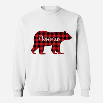 Nannie Bear Red Plaid Family Matching Christmas Pajama Gift Sweatshirt | Crazezy