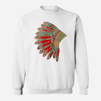 Native American Indian Tribes Feather Headdress Pride Chief Sweatshirt | Crazezy UK