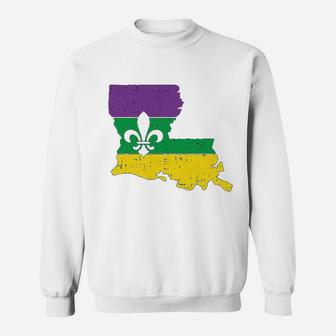 New Orleans Louisiana Map Jester Funny Mardi Gras Carnival Sweatshirt - Thegiftio UK