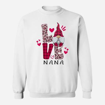 Nn Love Leopard Plaid Gnome Nana Valentines Day Costume Sweatshirt | Crazezy