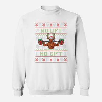 No Lift No Gift Fitness Gift Reindeer Christmas Bodybuilder Sweatshirt Sweatshirt | Crazezy AU