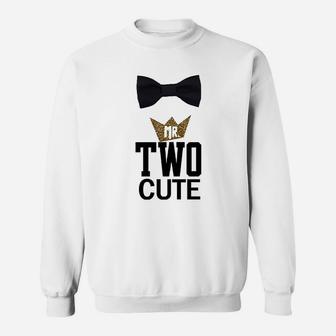 Noah Boytique Boys 2Nd Birthday Two Cute Black And Gold Bow Tie Sweatshirt | Crazezy AU