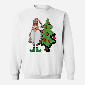 Nordic Gnome Christmas Tree Tomte Nisse Holiday Cute Raglan Baseball Tee Sweatshirt | Crazezy