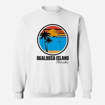 Okaloosa Island Florida Sunset Ocean Palm Tree Fishing Sweatshirt | Crazezy
