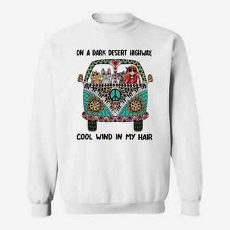 On A Dark Desert Highway Cool Wind In My Hair Cats And Hippie Girl Shirt Sweatshirt - Thegiftio UK