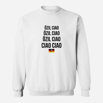 Özil Ciao-Print Fanshirt mit Deutschlandflagge – Weiß Sweatshirt - Seseable