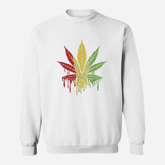 Paint Drip 420 Rasta Stoner Gift Sweatshirt | Crazezy