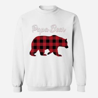 Papa Bear Christmas Pajama Red Plaid Buffalo Family Gift Sweatshirt | Crazezy CA