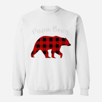 Papa Bear Red Plaid Buffalo Family Christmas Pajama Gift Sweatshirt | Crazezy DE