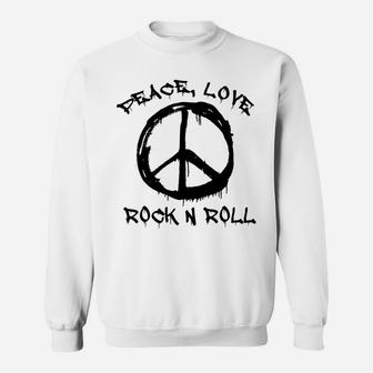 Peace Love And Rock And Roll Saying Rocker Motif Sweatshirt | Crazezy