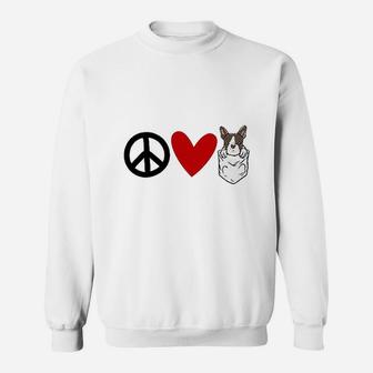 Peace Love Boston Terrier Sweatshirt | Crazezy