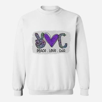 Peace Love Cna Funny Nursing Nurse Leopard Print Tie Dye Sweatshirt | Crazezy
