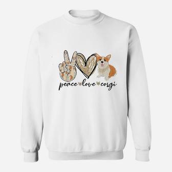 Peace Love Corgi Funny Dog Mom Mother Day Gift Corgi Lover Sweatshirt | Crazezy AU