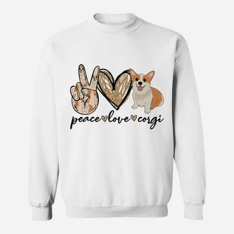 Peace Love Corgi Funny Dog Mom Mother's Day Gift Corgi Lover Sweatshirt | Crazezy CA