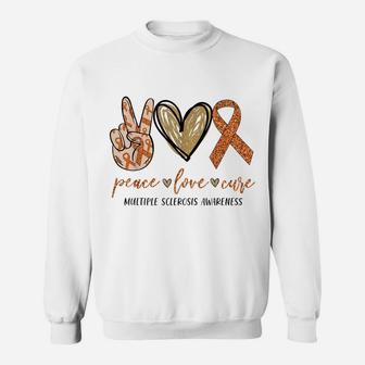 Peace Love Cure Multiple Sclerosis Awareness Supporter Sweatshirt | Crazezy