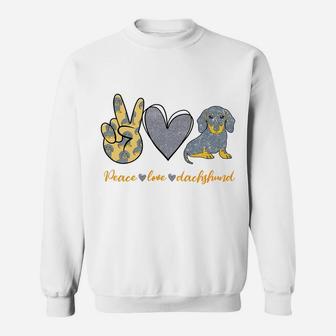 Peace Love Dachshund Dog Shirt Funny Dachshund Lover Gifts Sweatshirt Sweatshirt | Crazezy AU