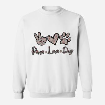 Peace Love Dogs Flowers Lover Puppy Paw Dog Funny Dog Lover Sweatshirt | Crazezy CA