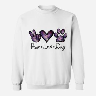 Peace Love Dogs Lover Puppy Paw Dog Funny Dog Lover Sweatshirt | Crazezy AU
