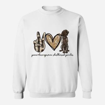 Peace Love Gsp German Shorthaired Pointer Dog Lover Gift Raglan Baseball Tee Sweatshirt | Crazezy