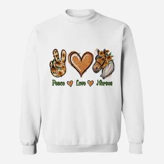 Peace Love Horse Floral Horse Riding Horse Lover Gift Sweatshirt | Crazezy UK